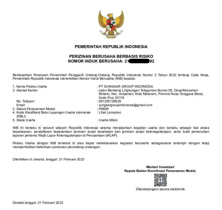 NIB - Nomor Induk Berusaha