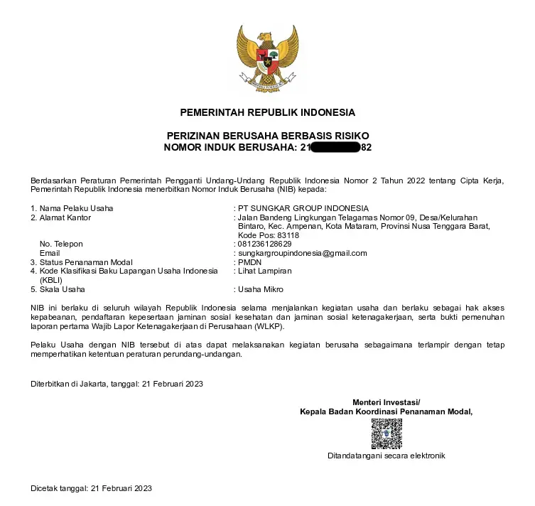 NIB - Nomor Induk Berusaha